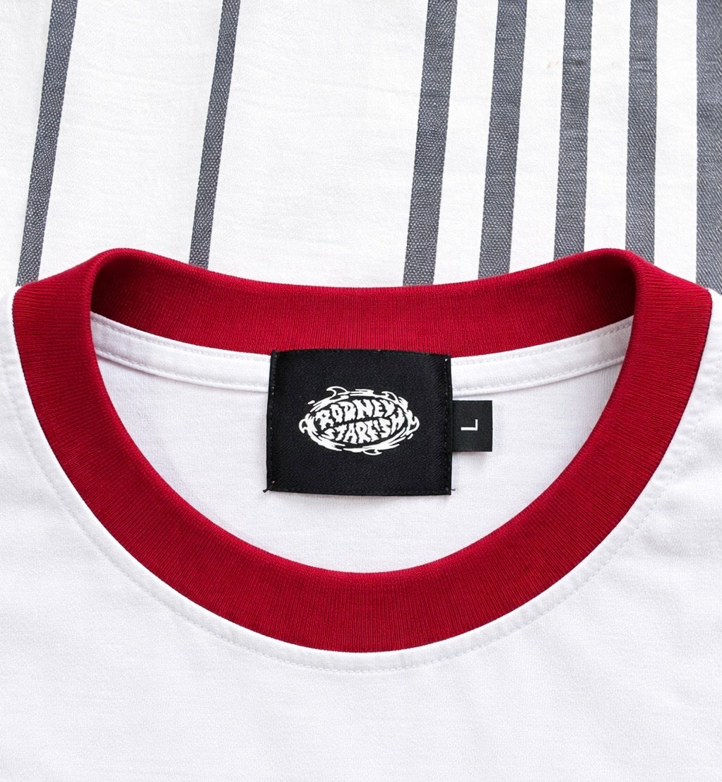 Rodney Starfish red and white raglan tee