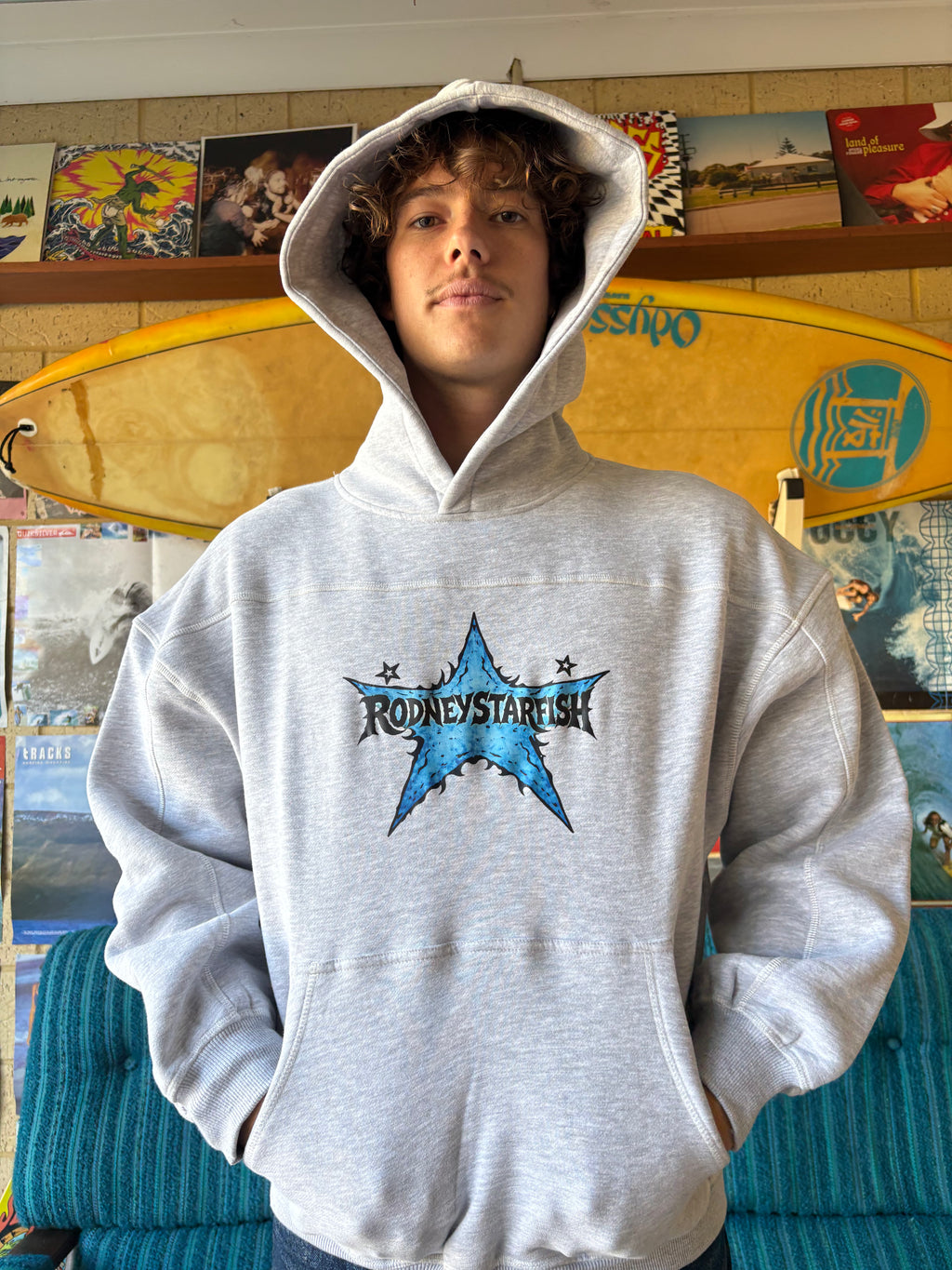 Rodneys stitched grey boxy hoody